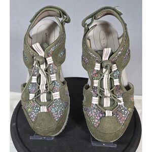 Lands End Sandals 8 Green Flora Slingback Slip On Comfort Gorpcore Closed Toe 9